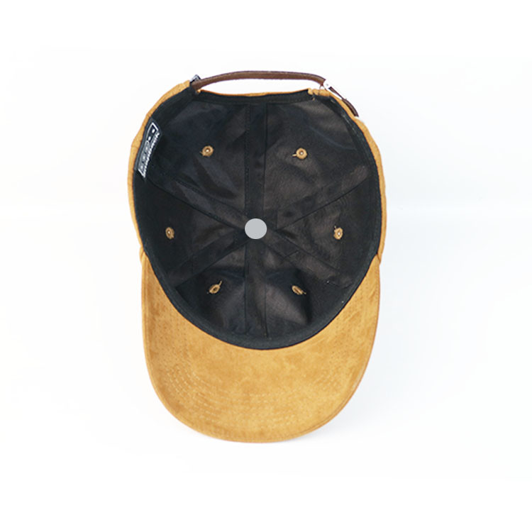 Wholesale Suede Yellow Customize Blank leather strap metal buckle baseball Hats Caps