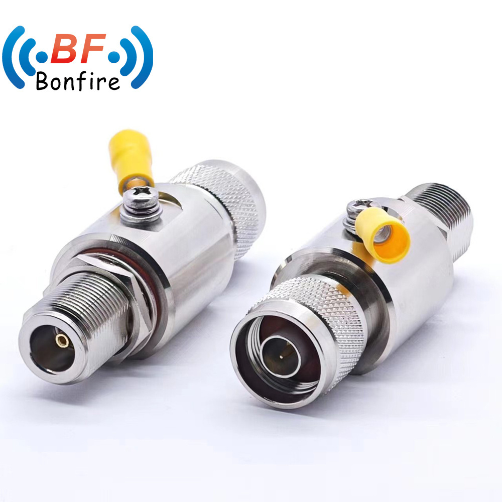 698-3800MHz F Type RF Lightning Arrester Double Dual Female Audio F Jack to F Jack Coaxial Cable Television Surge Protector Arrestor RF Arrester