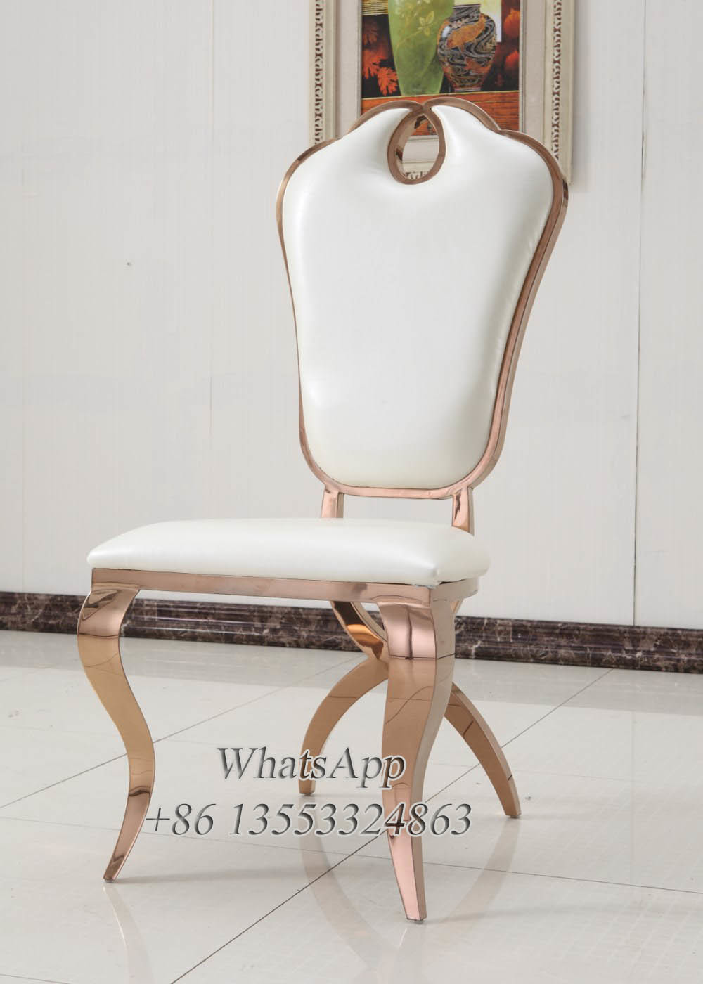 Rose Gold Stainless Steel Dining Table Chairs For Dining Room (YS-2)