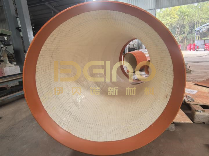 Large-diameter ceramic patch pipes Alumina ceramic lined pipe Ceramic tile lined pipe Ceramic lined pipe for mining slurry transport Cement plant coal