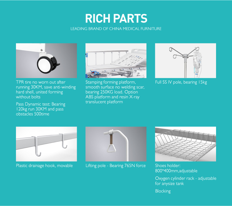 China Wholesale Comfortable Four Cranks Five Functions Manufactures Hospital Bed