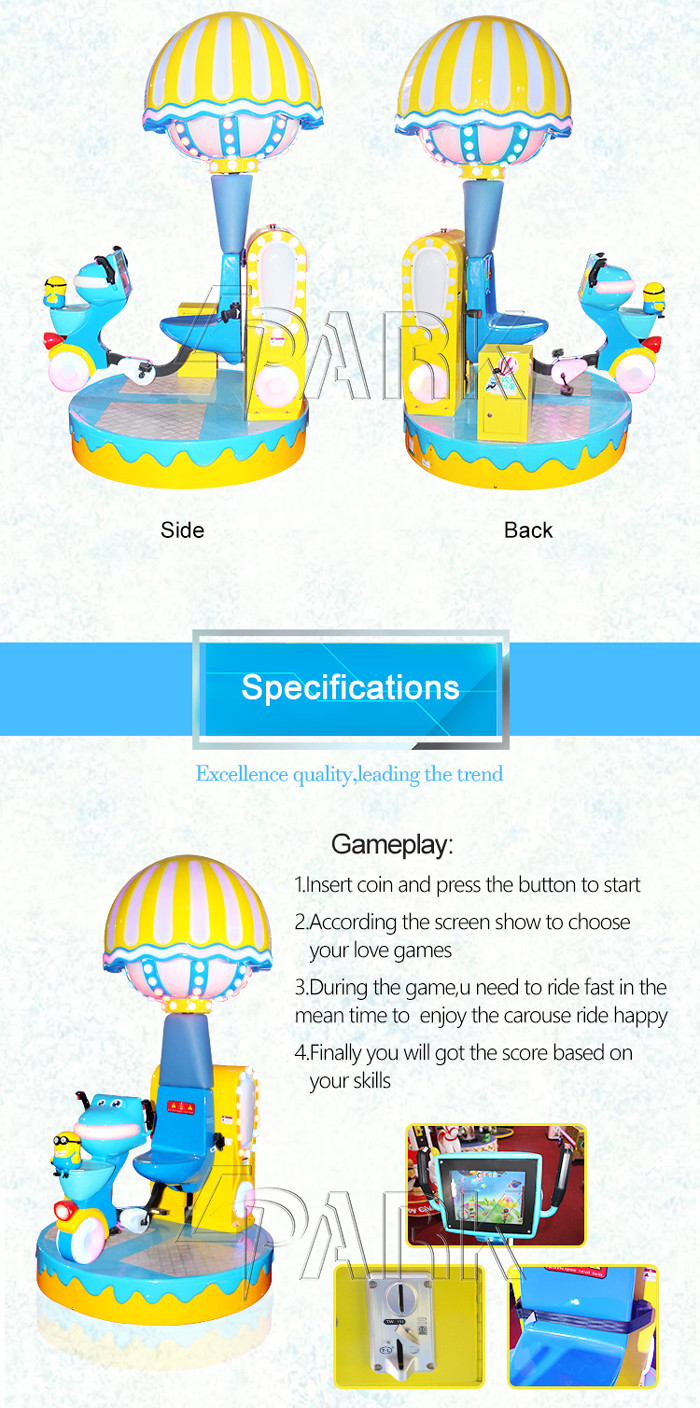 Kids Racing Video Game Machine Happy Sports Real Bicycle Rotation Carousel Platform