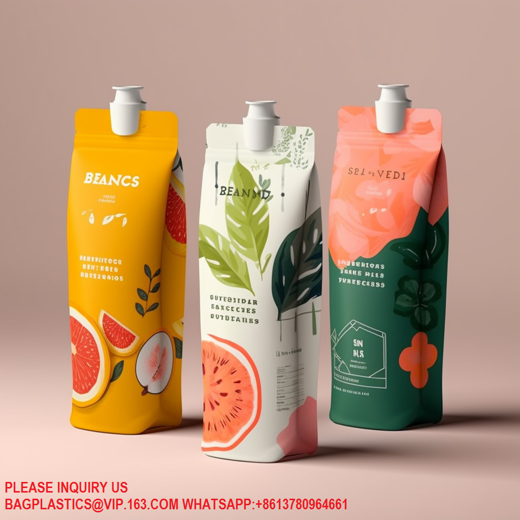 Custom Refillable Alcohol Soy Milk Jelly Juice Liquid Beverage Bottle Eco-Friendly Spout