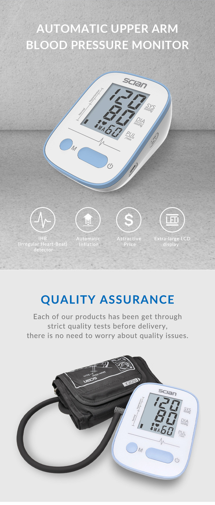 Electronic Sphygmomanometer Upper Arm BP Monitor Portable