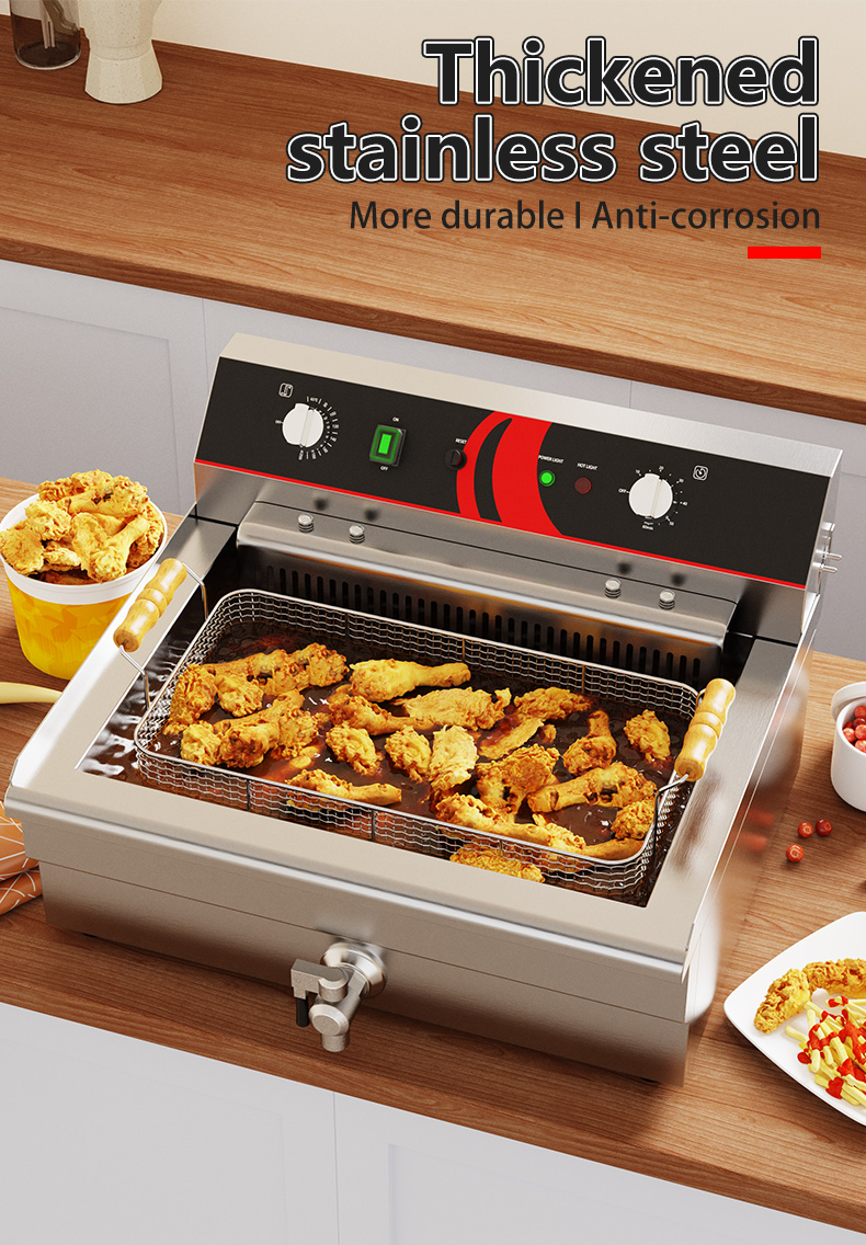 TEF-201 20l Stainless Steel Electric Countertop Deep Fryer Single Tank for Restaurant