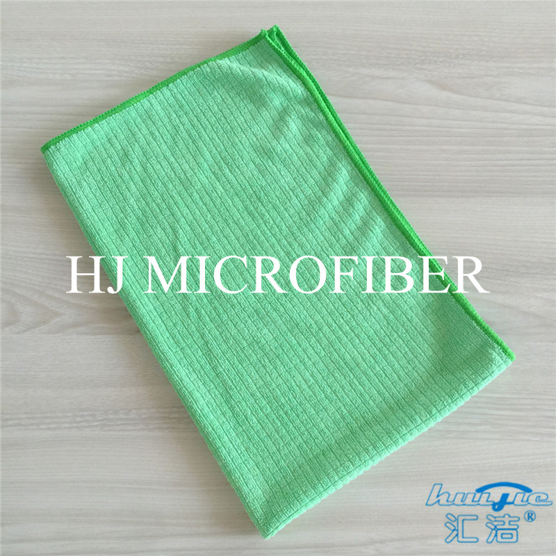 Green Color Weft Knitted 80% Polyester 20% Polyamide Small grid shaped cleaning cloth towel
