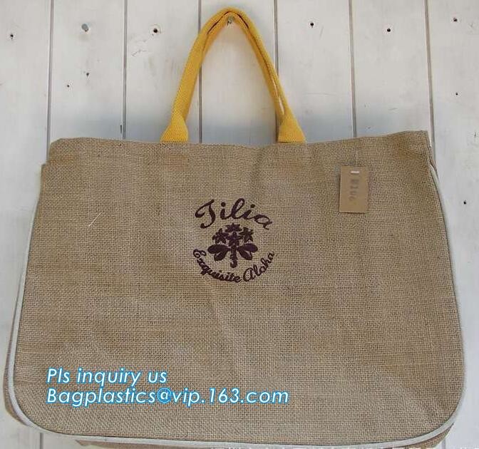 Multifunctional jute bag with low price,Natural Burlap Tote Bags Reusable Jute Bags with Full Gusset,shoulder strap plai