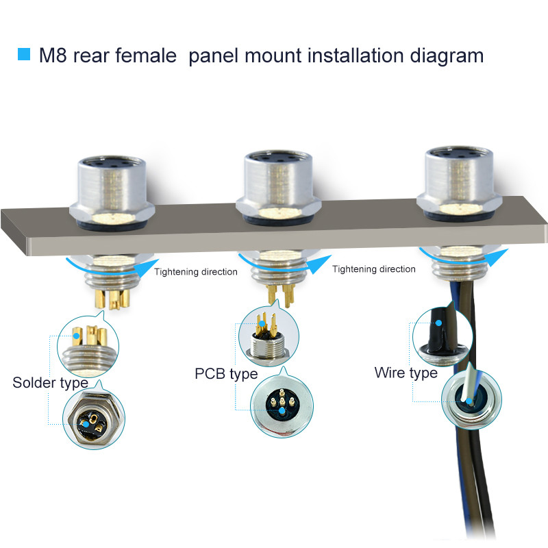 M8 Waterproof Connector with Temperature Range of -40 to 125 for Various Applications