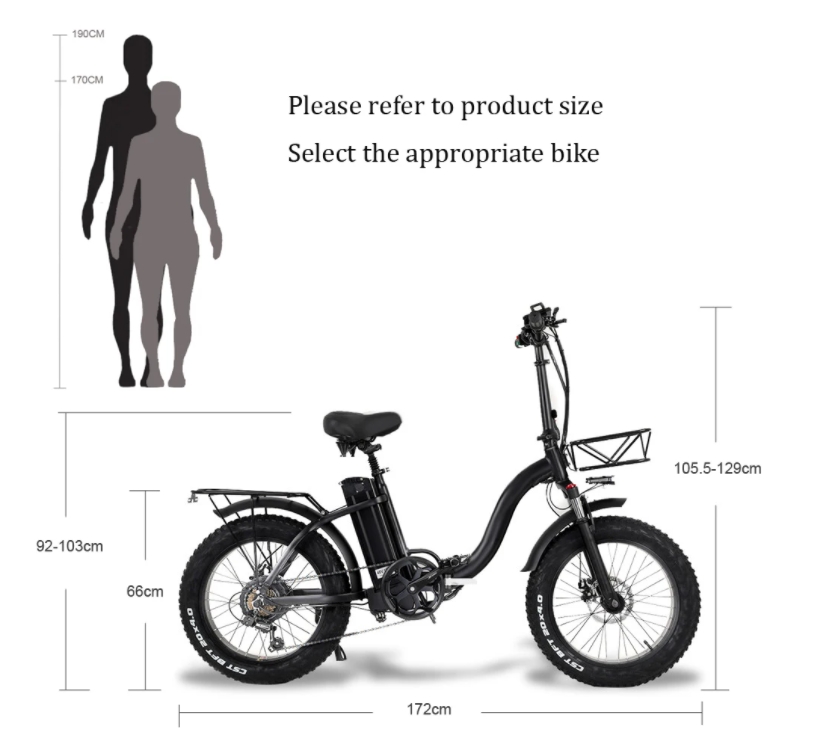 20 Inch Fat Tire Electric Folding Bike 48V 750W 7 Speed Foldable E Bikes