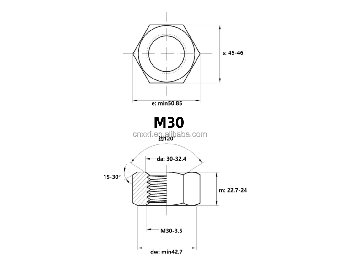Hexagon Head NXF GB5170 D6 M6-M30 Plain Duplex Stainless Steel 2205 Thin Nut for Water Treatment Applications