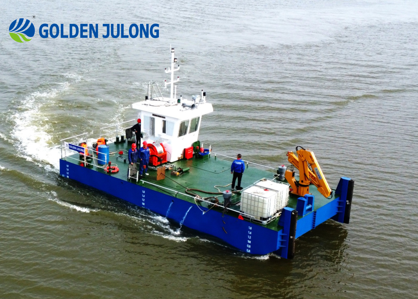 Hydraulic Multi Cat Work Boat for Dredger Working Speed 8-10 knots 2 Pieces Propeller