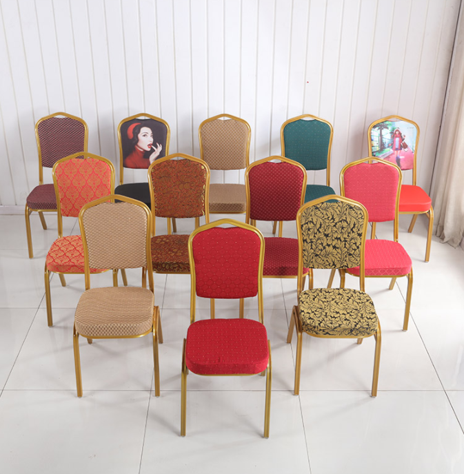 Stackable Burgundy Banquet Chairs Iron Metal Banquet Room Chairs