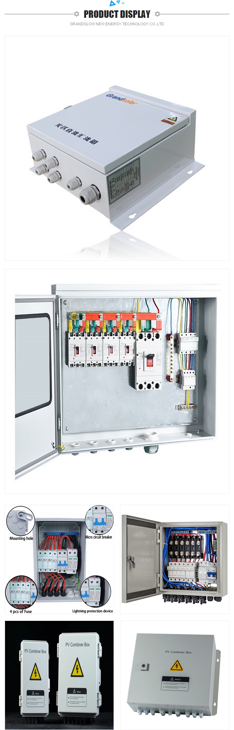 16 in 2out 1000vdc Pv String Junction Longmax Combiner Box for terminal blocks