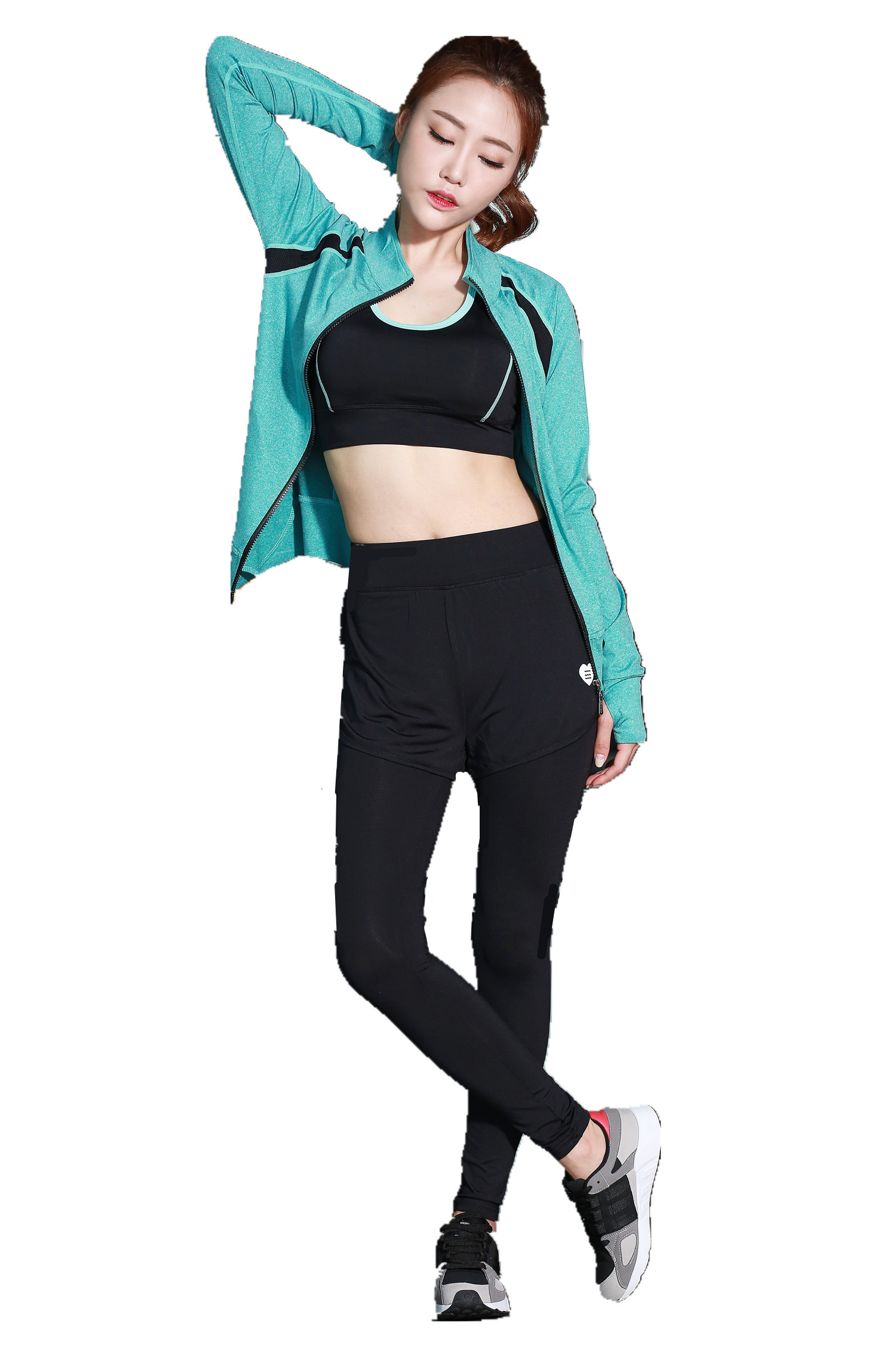 CPG Global Multi-Color Breathable 3 Pieces Sets Long Sleeves Gym Running Racerback Sports Bra with Yoga Pants T1017