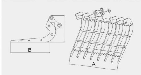 Factory Excavator Land Clearing Rakes 1 - 100 Ton Excavator Stick Rake Q345 / NM400