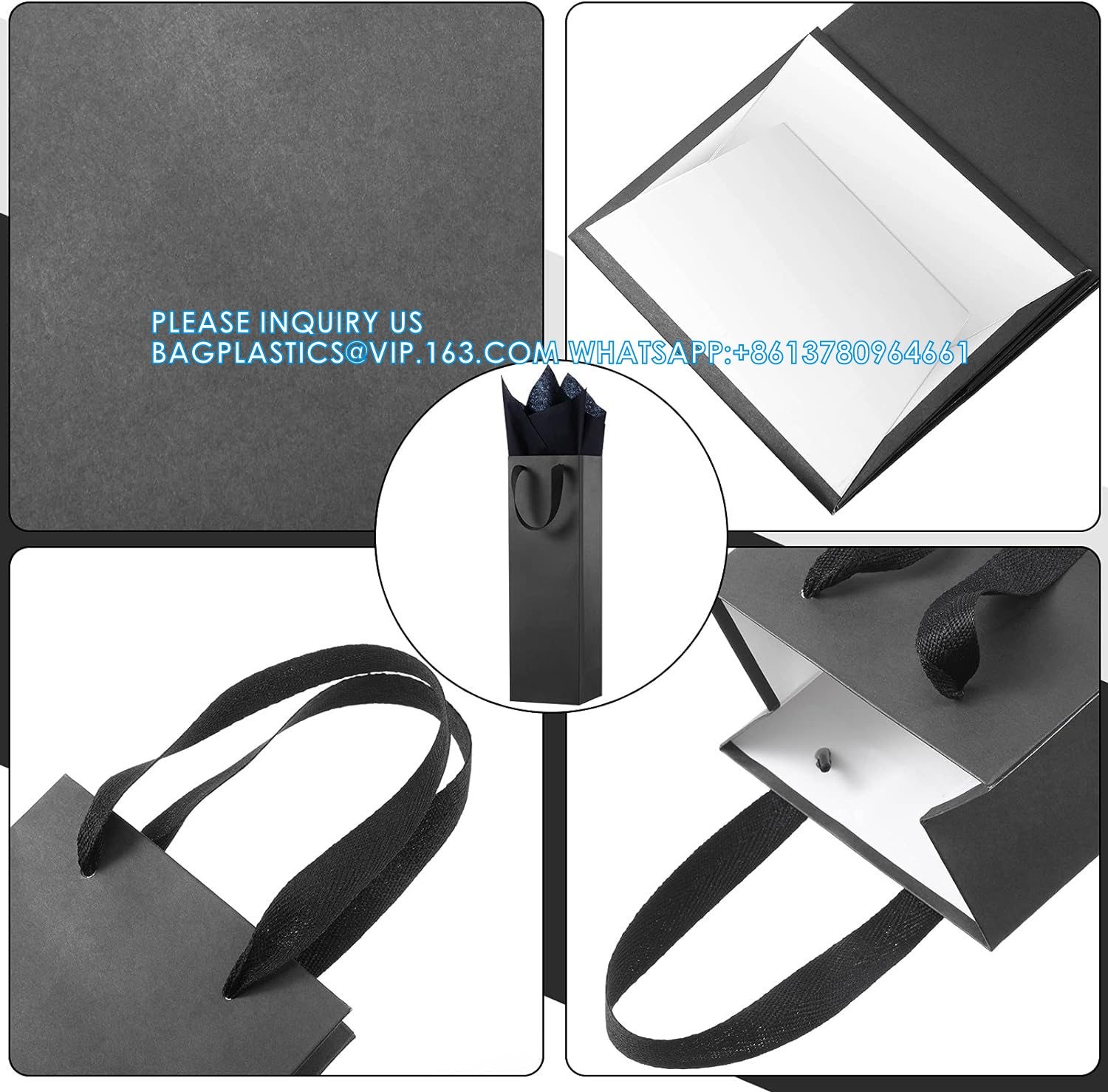 Paper Wine Bag Wine Bottle Bag Holder With Handles With Kraft Tissue Paper Retail Wine Bag For Christmas Holiday