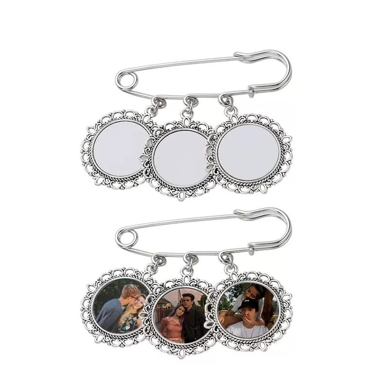 Blank Metal Lace Brooch Pendant for Sublimation Printing Graduation Season Pin Badge Gift