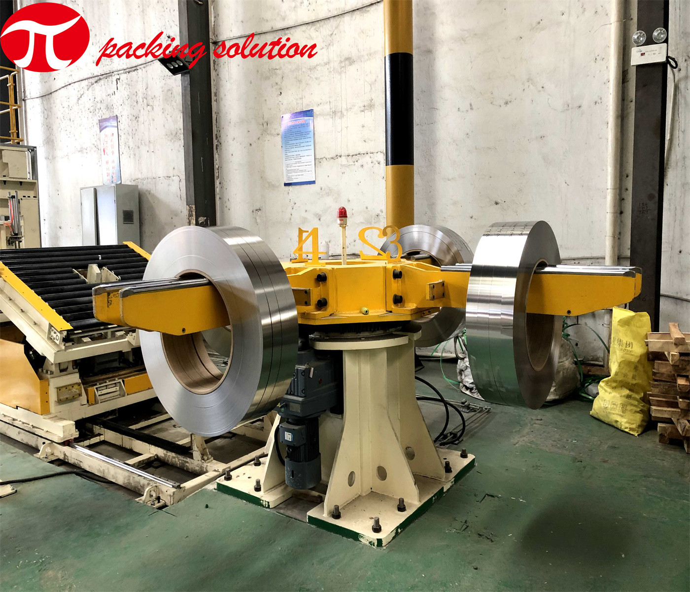380V Automatic Steel Coil Packing Line With Stacking System And Unloading System