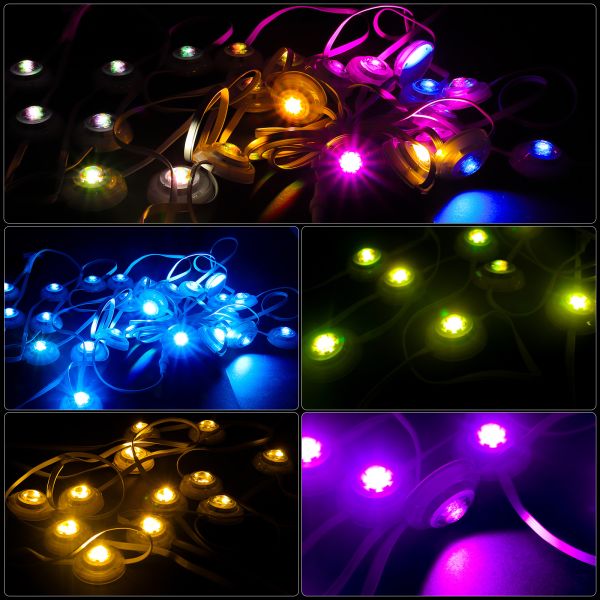 Customized Logo 45 Meter 24V RGB LED Strip Light 108PCS 3WH Lifespan Waterproof IP65 Chip with PVC Body 5054 Point Lights