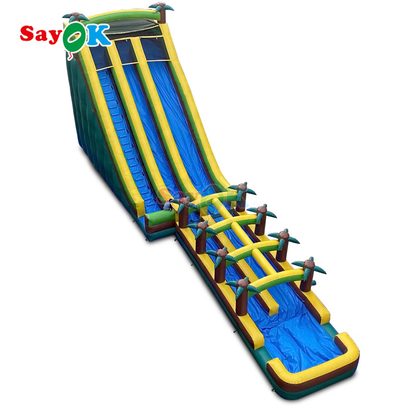 Commercial Grade Inflatable Water Double Slides Palm Tree Water Slide Inflatable for Kids and Adults