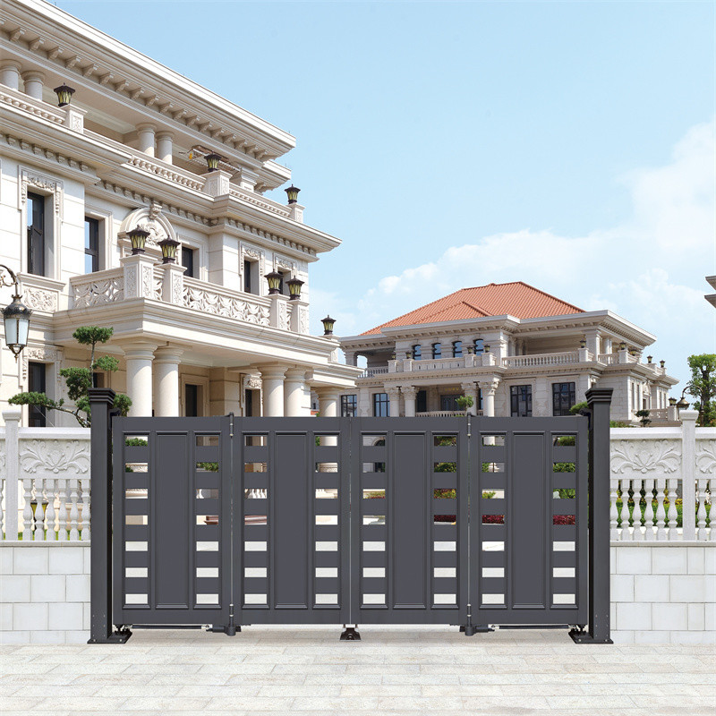 Courtyard Sliding Glass Aluminium Fence Gate Doors Automatic Opening