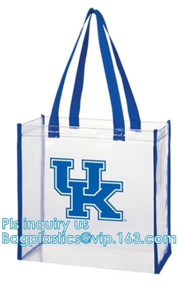 Promo PVC Plastic Shopping Handle Bag, Handling clear pvc blanket bags, handle reusable clear vinyl pvc cosmetic bags fo