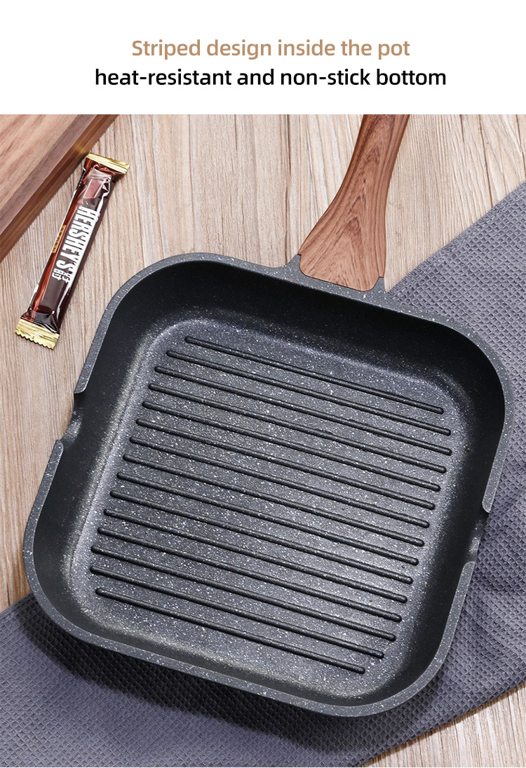 High Quality Gas Stove Griddle Aluminium Black Grill Pans Nonstick Steak Frying Pan For Cooking