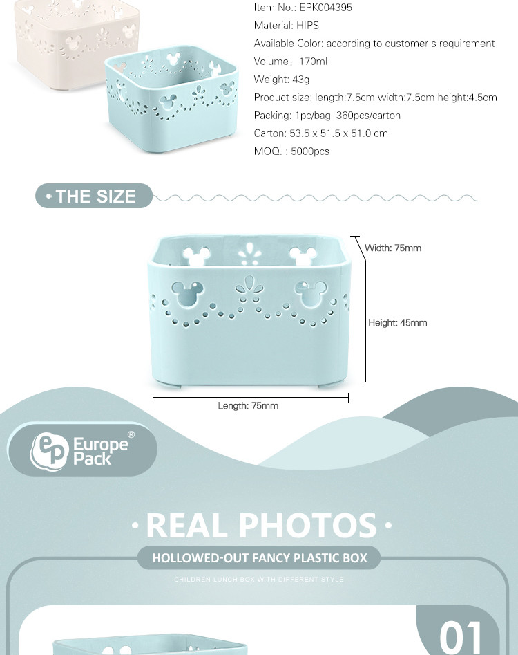 Smaller Mickey Mouse hollow-out pattern Reusable Plastic storage box food containers