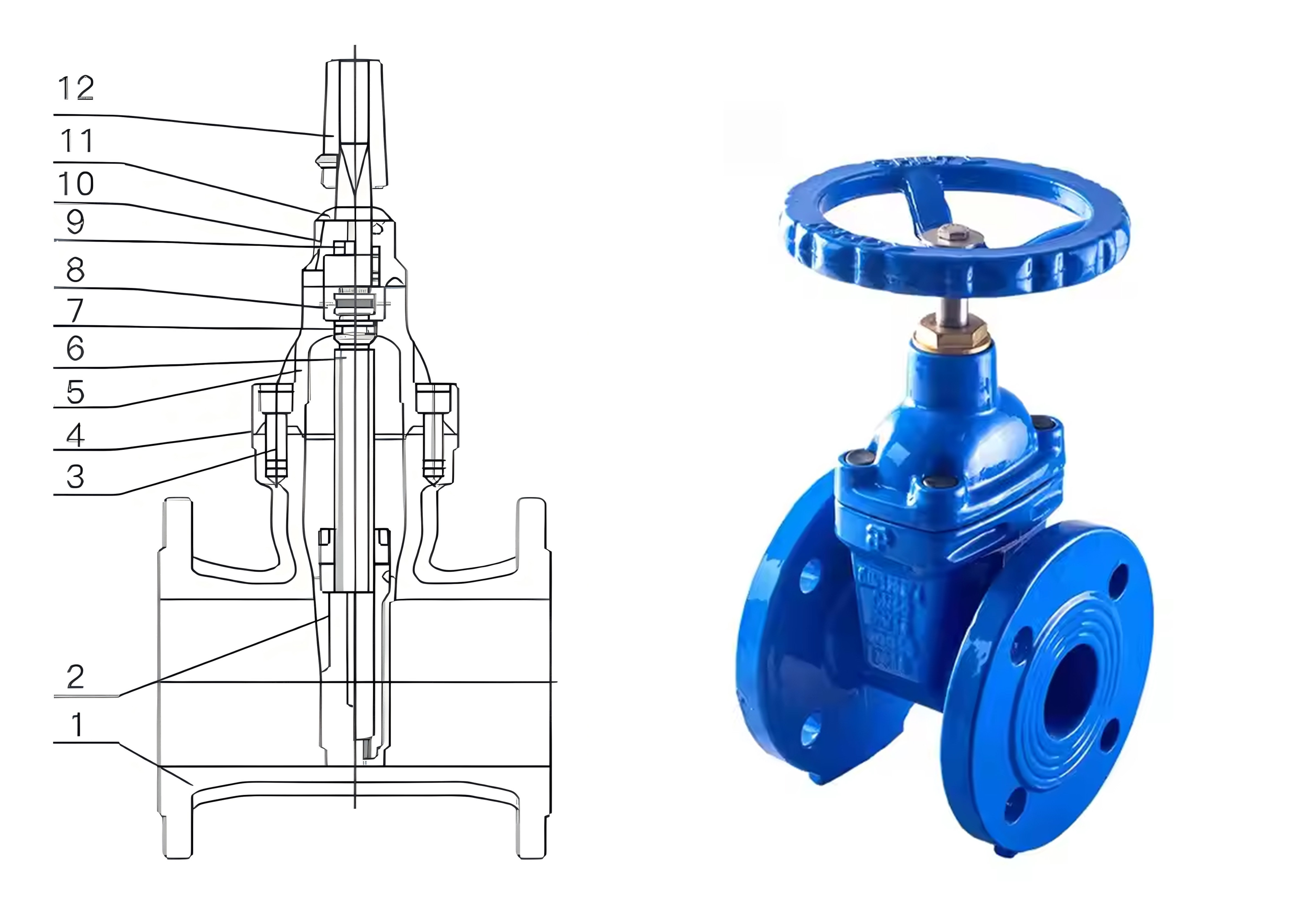 Hard Seal Flange Ductile Iron Gate Valve PN16 Metal Seat Stem Gate Valve