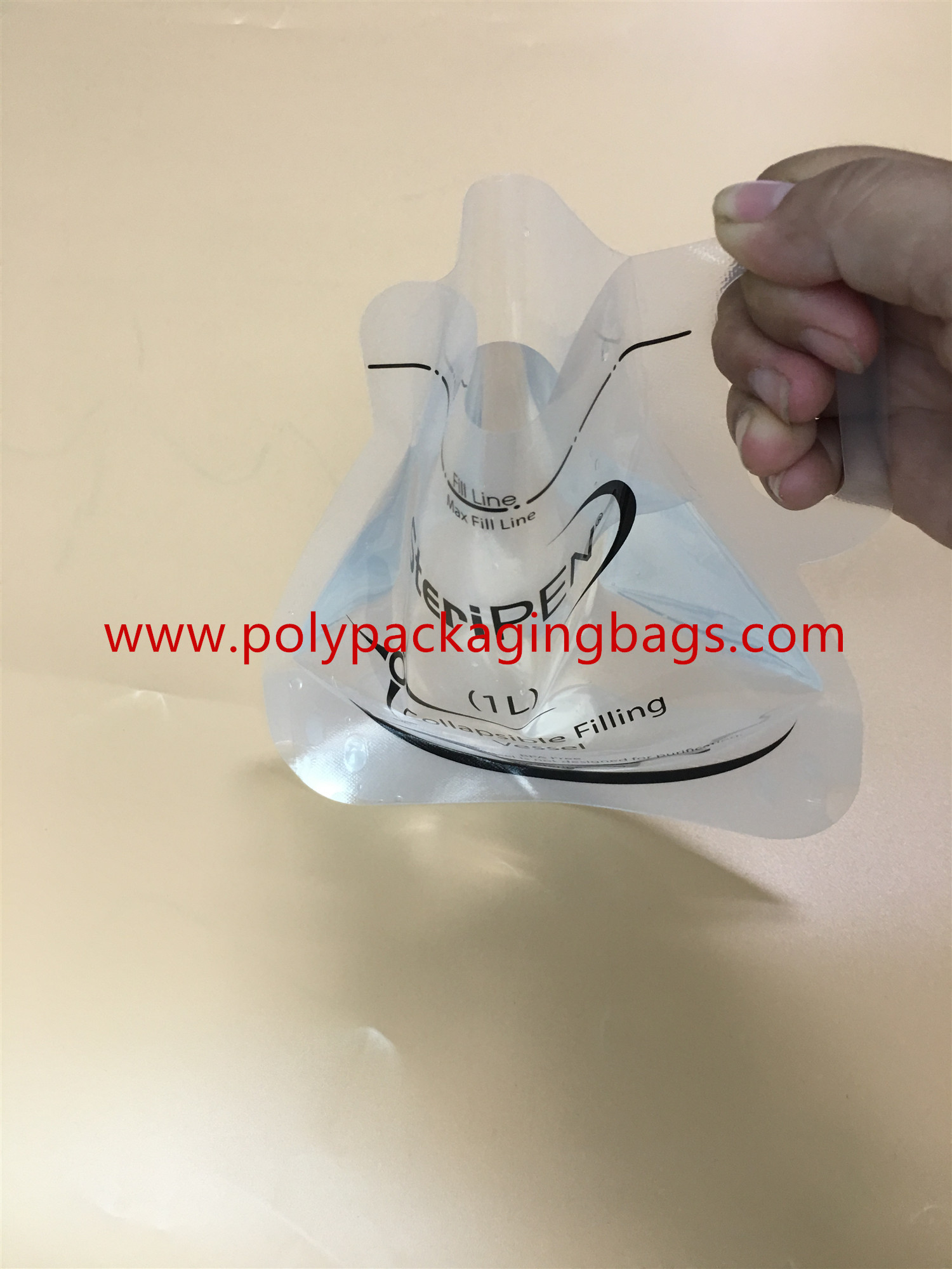 Custom Stand Up Pouch With Spout / 500ml Transparent Water Bags