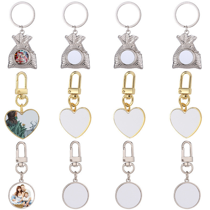 Sublimation Christmas Gift Bag Key Chain Pendant Sublimation Keyring