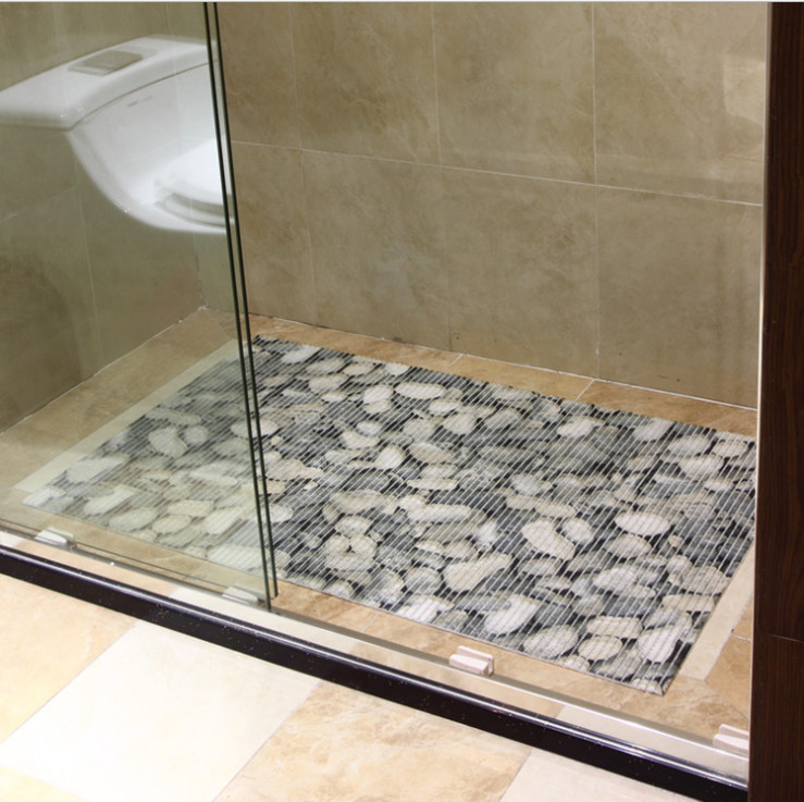 Shock Absorption Non Slip Bathroom Mats Mat Polyester Mesh With PVC Coating Plastic Fabric