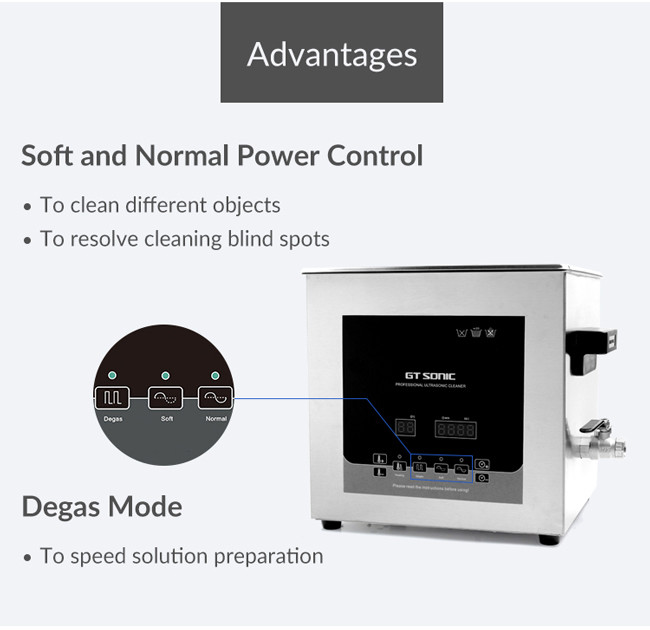 Benchtop 9L Parts Ultrasonic Cleaner Degas Model Double Power