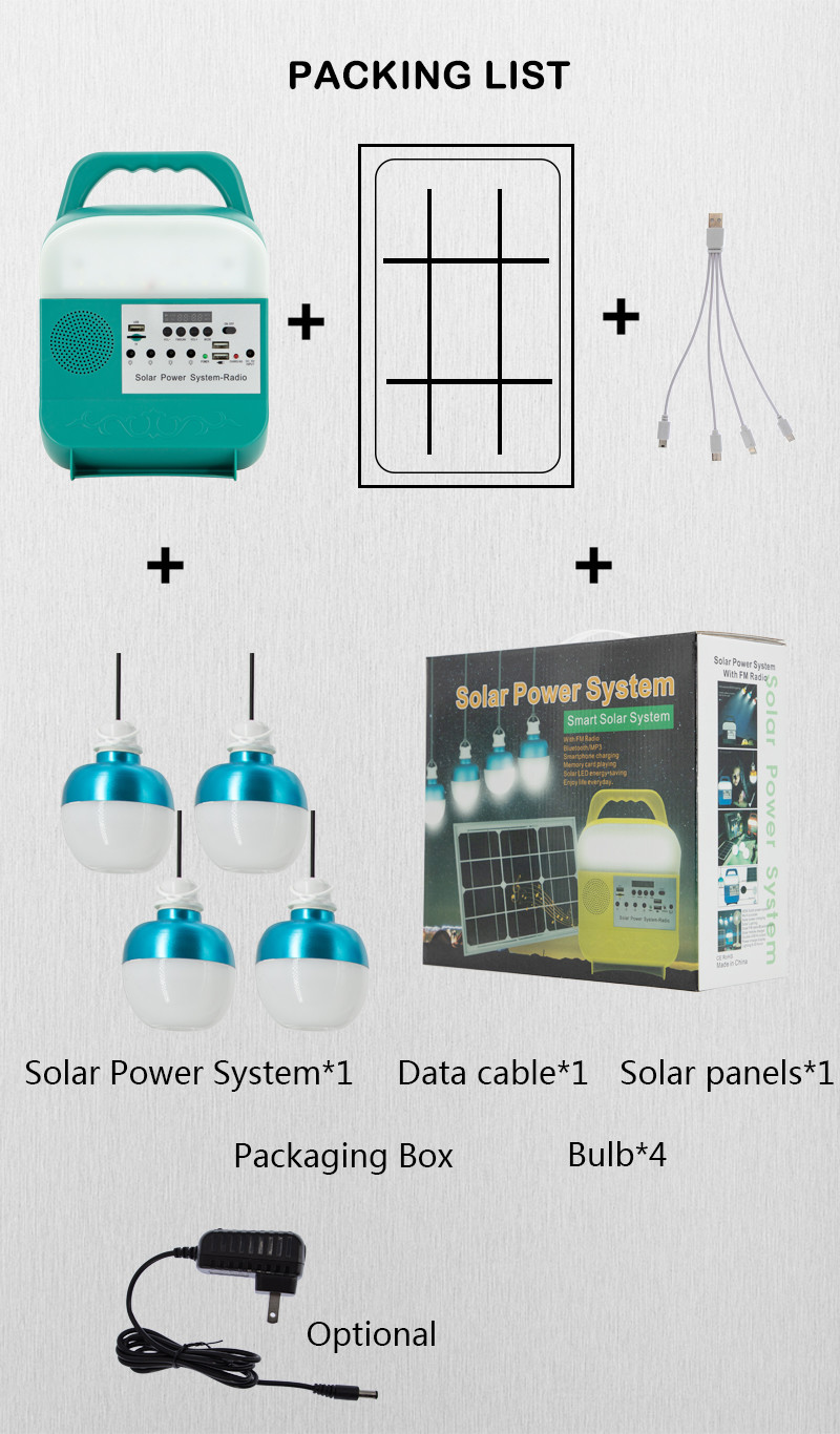 Portable Solar Home System Light With LED Flashlight Power Double USB