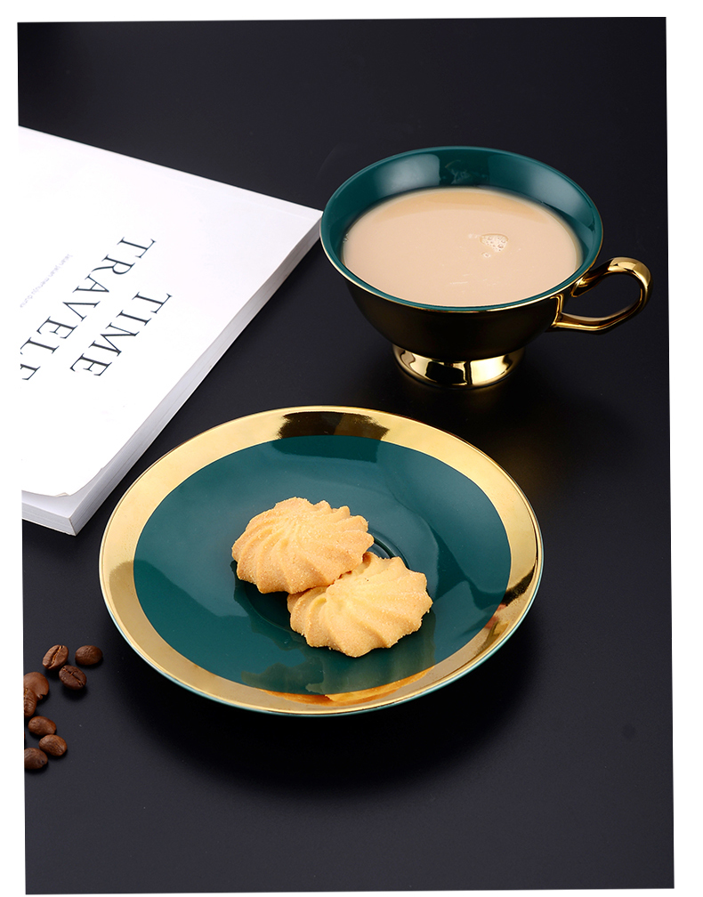 Porcelain Cup and Saucer Electroplating Gold Plated Ceramic Coffee Cup Set