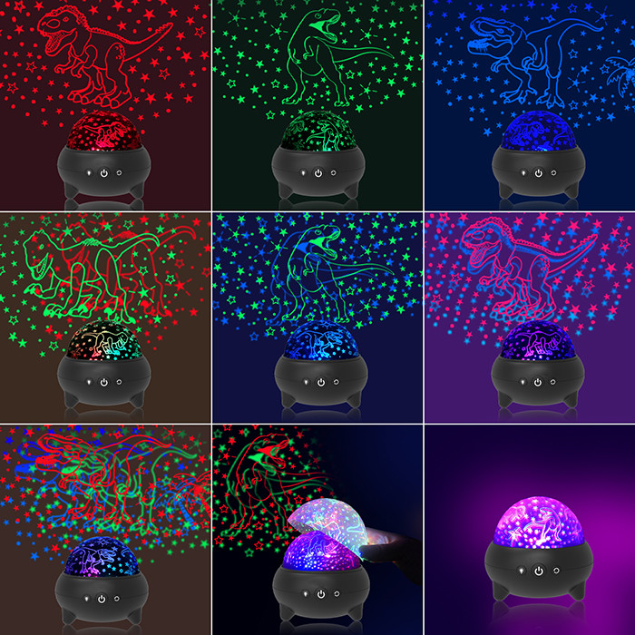 FCC Dinosaur Starry Night Light Projector 9 Color Adjustable For Kids