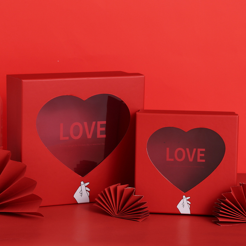 Custom Heart-Shaped Transparent Window Gift Box with Your Own Logo Colorful Design