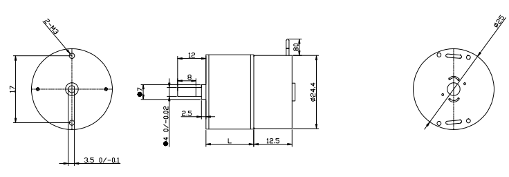 25mm Metal 300 Small Geared Motor Electric Motor Dimensions