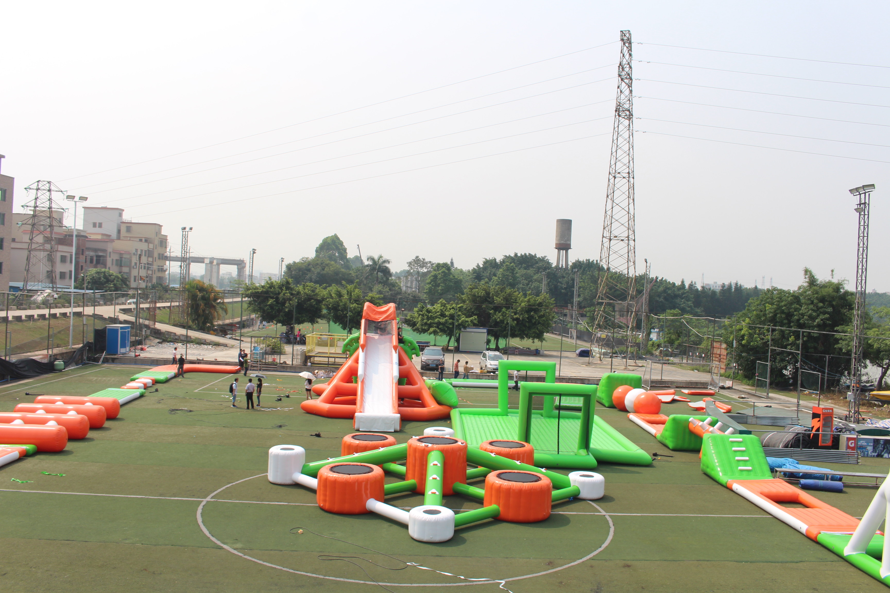New Colorful Floating Water Park Water Slide On Sea Obstacle Course