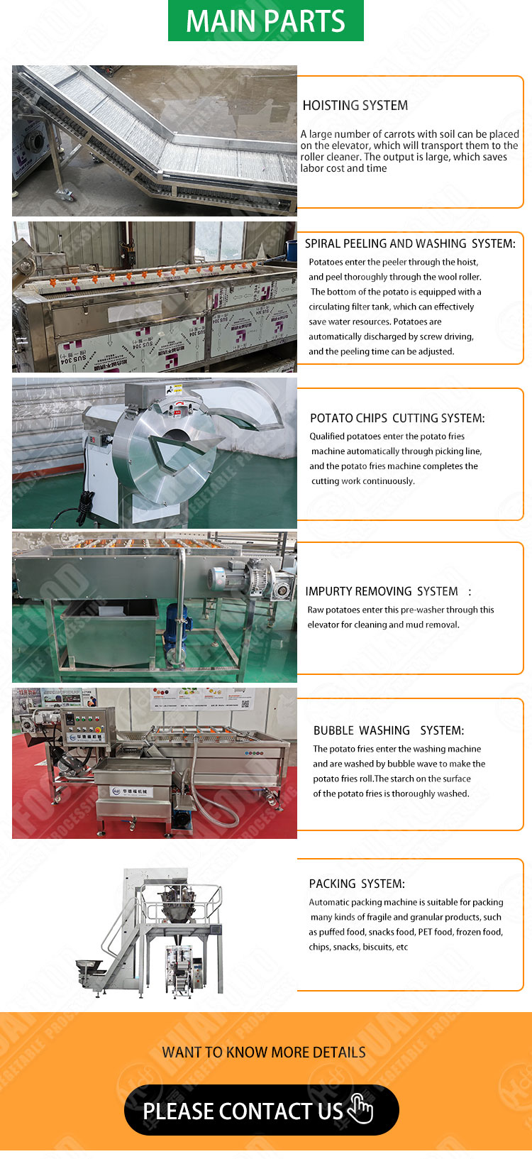 Cutter Chips Potato Processing Machine Frozen French Fries Machinery
