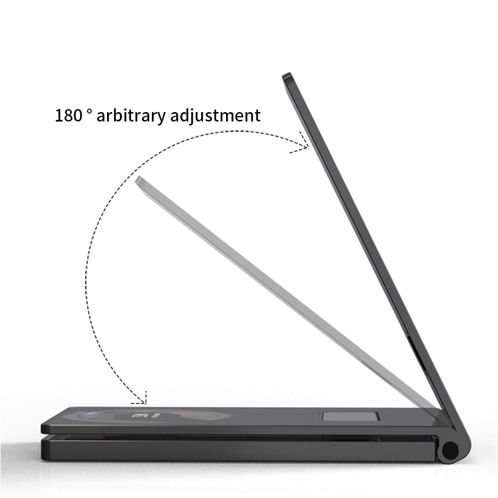 Magnetic Foldable Wireless Charger Stand 4In1 15w With Tempered Glass Face