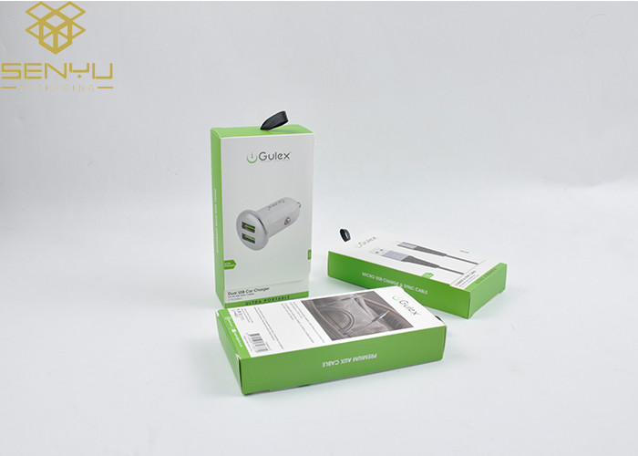 White Green 130gsm Mobile Accessories Packaging USB Data Cable Packing Box
