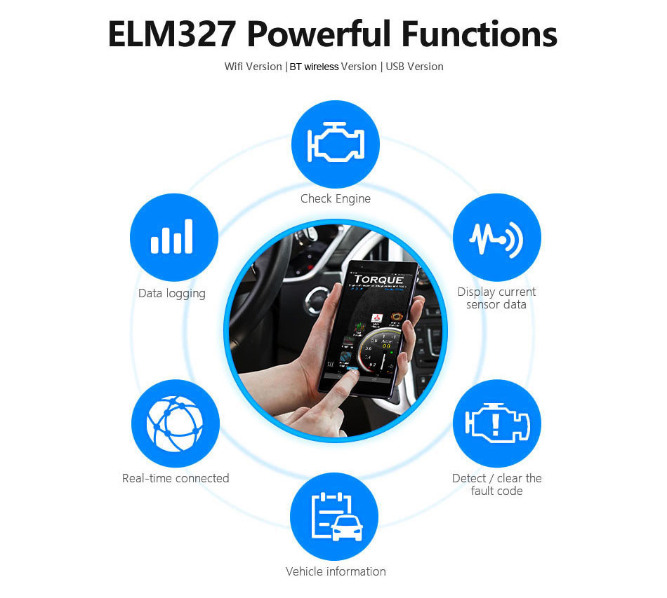 Mini device KONNWEI ELM327 wireless Android Car Scanner Bluetooth Vehicle Scanner OBD2
