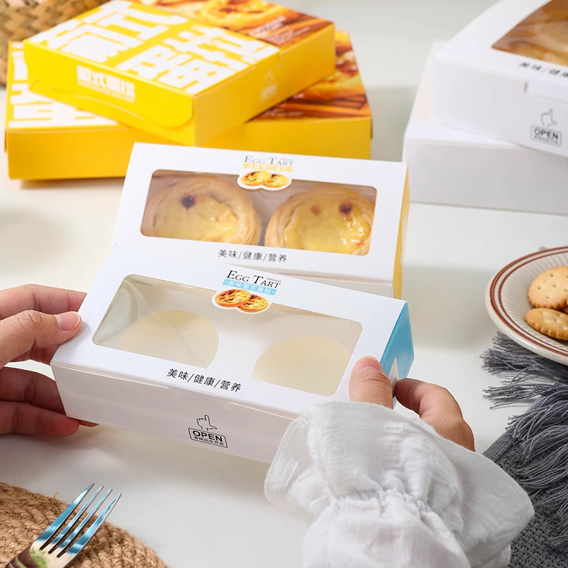 Egg Tart Packaging Cake Boxes With CMYK / Pontone Offsent Printing And Biodegradable Material