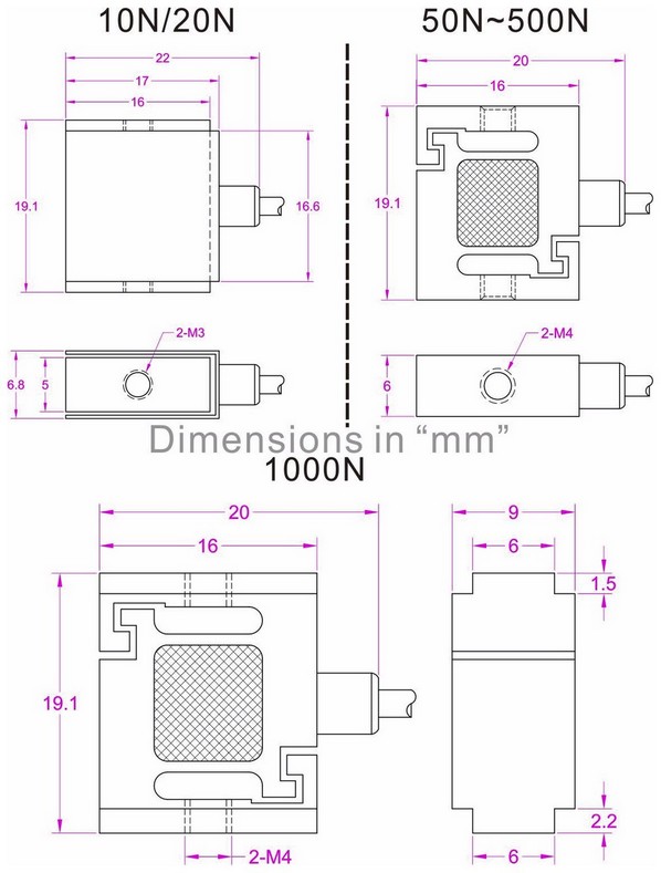 300N miniature force sensor 500N
