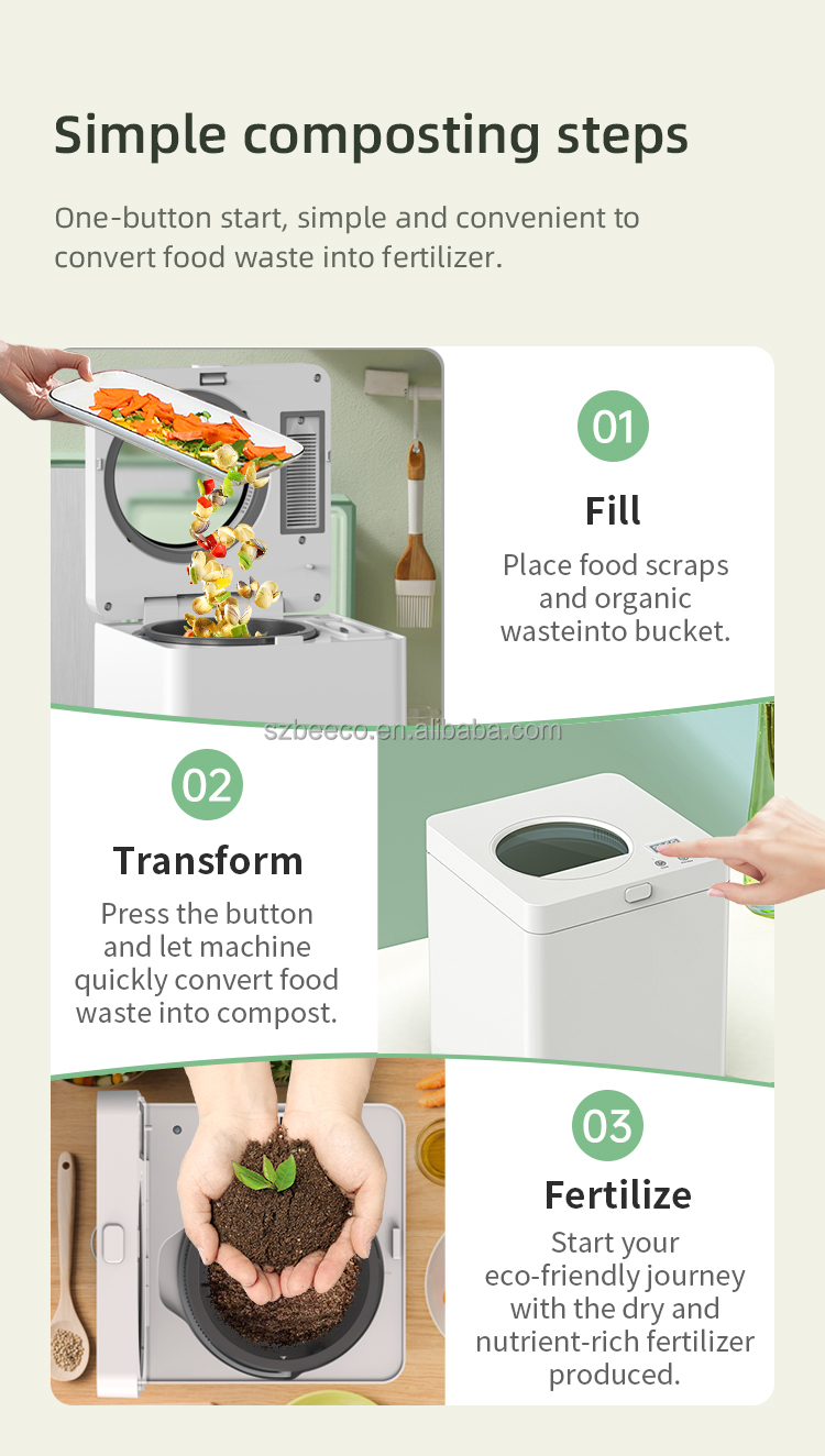 Visible Kitchen Composter Machine Commercial With Stainless Steel Grinding Chamber Material
