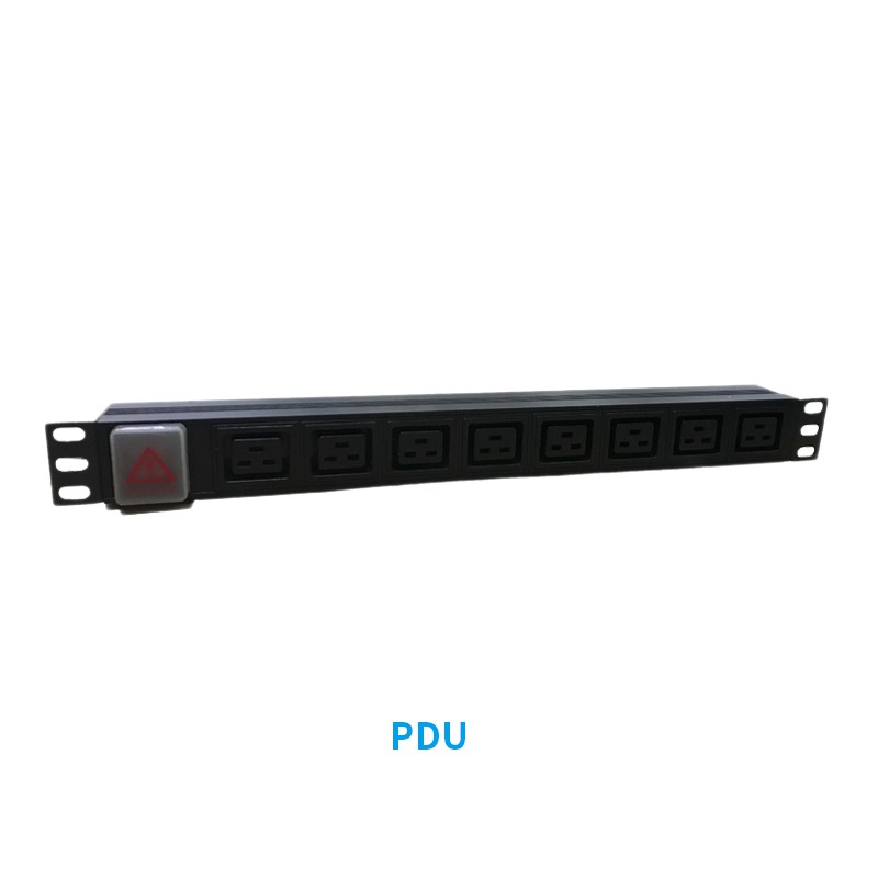 Black 19 Inch 8 Way Network Cabinet Accessories Aluminum Alloy PDU Standard