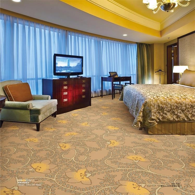 China pastel color white flower printed banquet hall nylon carpet