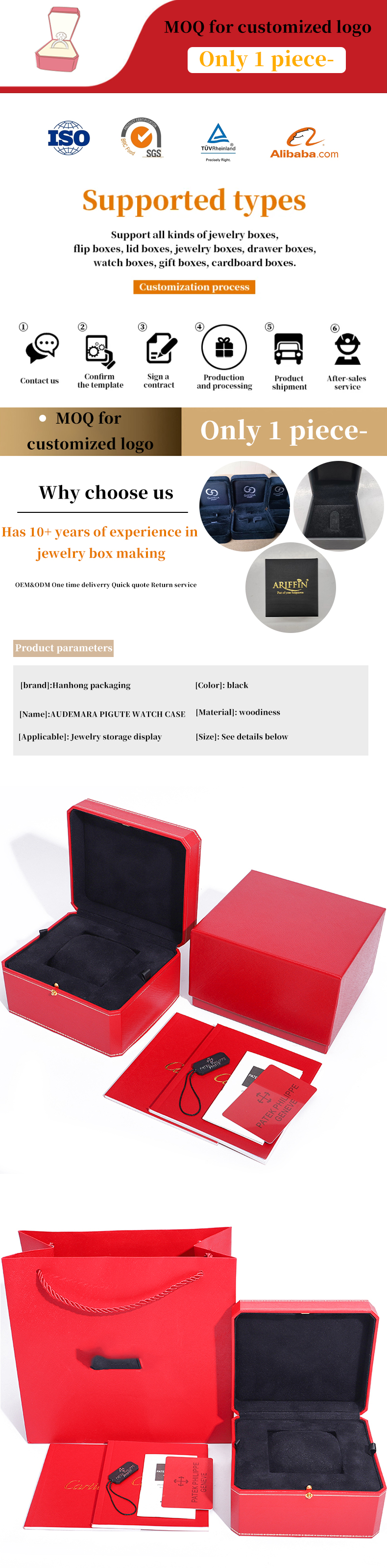 Captivating Octagonal Hard Paper Watch Case Box With Gold Button Ornament