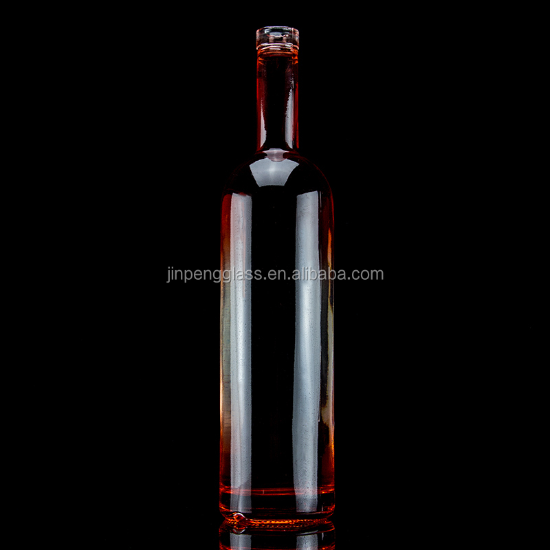 750ml Colorful Glass Liquor Bottle With Gold Collar Material and end Design for Vodka